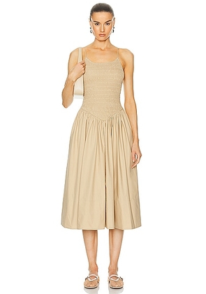 L'Academie by Marianna Armanda Poplin Midi Dress in Khaki - Tan. Size XL (also in ).