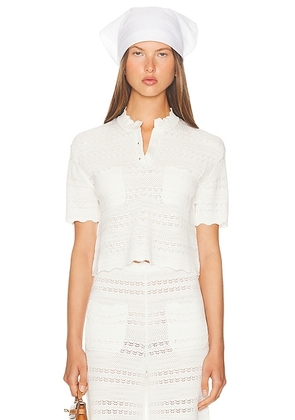 Helsa Kaitltn Scalloped Top in Ivory - Ivory. Size M (also in L, S).