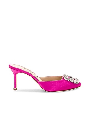 Manolo Blahnik Hangisimu 70 Satin Mule in Bright Purple - Fuchsia. Size 35.5 (also in 35, 36.5, 37, 37.5, 38, 38.5, 39).