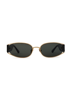 Linda Farrow Shelby Cat Eye Sunglasses in Black - Metallic Gold. Size all.