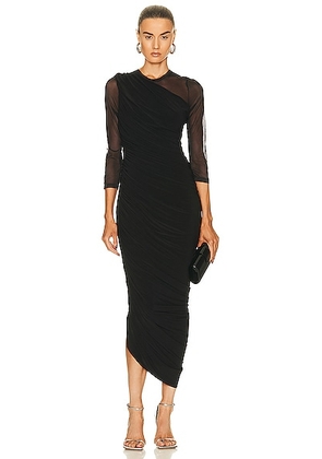 Norma Kamali Long Sleeve Diana Gown in Black & Black Mesh - Black. Size S (also in XS).
