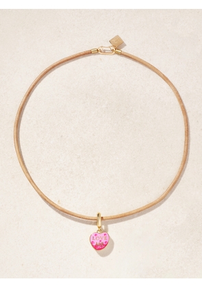 Lauren Rubinski - Love Me 14-karat Gold, Enamel And Cord Necklace - Neutrals - One size