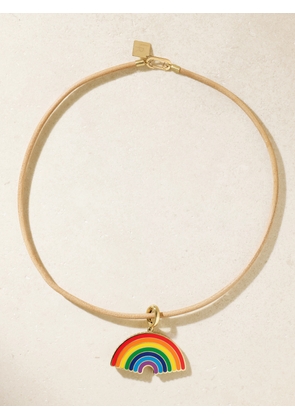 Lauren Rubinski - Rainbow 14-karat Gold, Enamel And Leather Necklace - Neutrals - One size