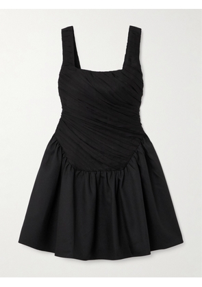 Abadia - Kaia Ruched Chiffon And Twill Mini Dress - Black - US2,US4,US6,US8,US10