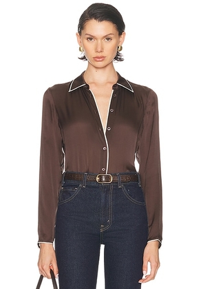 FRAME The Slim Essential Shirt in Coffee Multi - Brown. Size M (also in ).