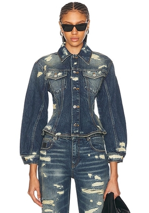 Marc Jacobs Fluted Denim Jacket in Punk Indigo - Denim-Dark. Size M (also in ).