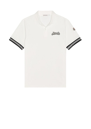Moncler Short Sleeve Polo in Silk White - White. Size S (also in L, M).