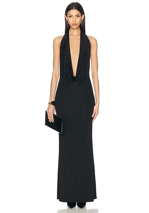 Lapointe Jersey Deep Cowl Neck Gown in Black - Black. Size XL (also in L, M).