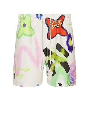 OAS Flower Shop Swim Short in Multi - Ivory. Size L (also in ).