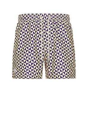 OAS Puzzle Swim Shorts in Black & Orange in Blue - Black. Size S (also in XL/1X, XXL/2X).