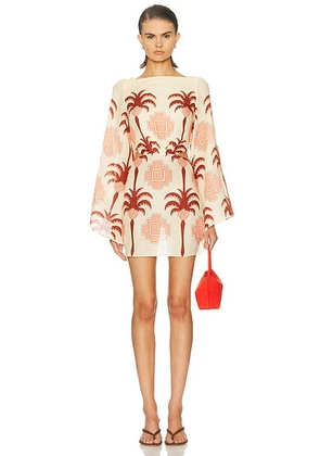 Johanna Ortiz Wave After Wave Mini Dress in Ecru  Paprika  & Light Pink - Cream,Brick. Size 2 (also in 0, 4, 6).