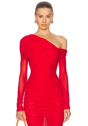 Mugler Long Sleeve Bodysuit in Coquelicot - Red. Size 34 (also in ).