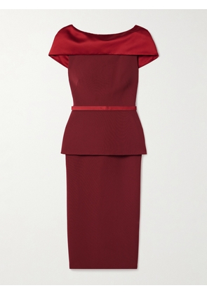 SAFIYAA - Rella Satin-trimmed Crepe Midi Dress - Burgundy - FR 34,FR 36,FR 38,FR 40,FR 42,FR 44,FR 46
