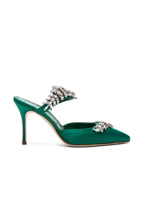 Manolo Blahnik Satin Lurum 90 Heels in Green - Green. Size 35.5 (also in 35, 36, 37, 37.5, 38, 38.5, 39, 39.5, 40, 41, 42).