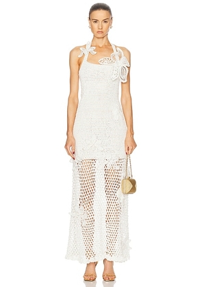 Oscar de la Renta Halter Midi Dress in Ivory - Ivory. Size L (also in ).