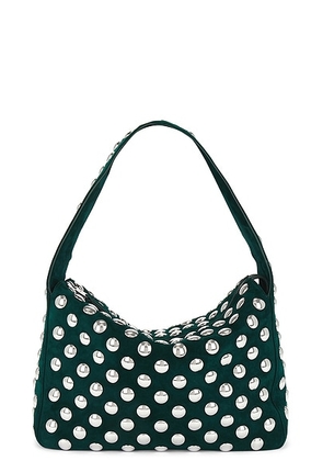 KHAITE Elena Suede Studded Shoulder Bag in English Green & Silver - Dark Green. Size all.