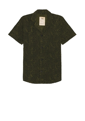 OAS Squiggle Cuba Terry Shirt in Dark Green - Green. Size S (also in L, M).