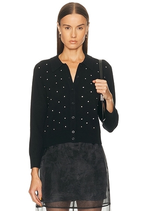 FRAME Rhinestone Cardi in Black - Black. Size L (also in M, S, XS).