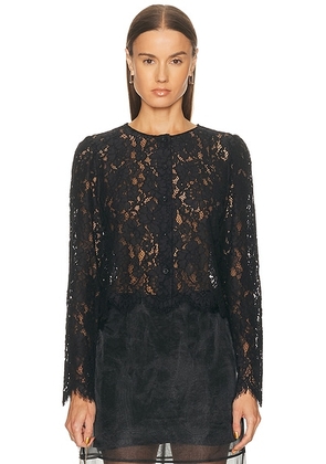 FRAME Lace Blouse in Black - Black. Size L (also in M, S).