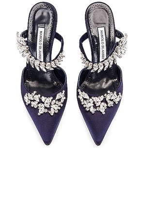Manolo Blahnik Lurum 90 Mule in Navy - Blue. Size 34.5 (also in 35, 35.5, 36.5, 37.5, 39).