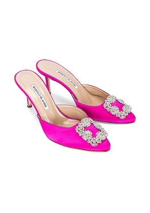 Manolo Blahnik Hangisi 70 Mule in Hot Pink - Pink. Size 35 (also in 34.5, 35.5, 36).