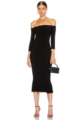 Norma Kamali Off Shoulder Fishtail Dress in Black - Black. Size XS (also in ).