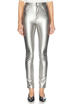 MOTHER High Waisted Rail Skimp Jeans in Silver Dagger - Metallic Silver. Size 25 (also in ).