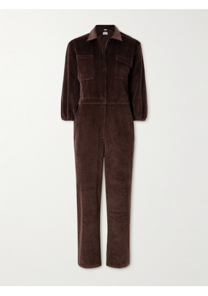 Rivet Utility - Charmer Stretch-cotton Corduroy Jumpsuit - Brown - x small,small,medium,large,x large