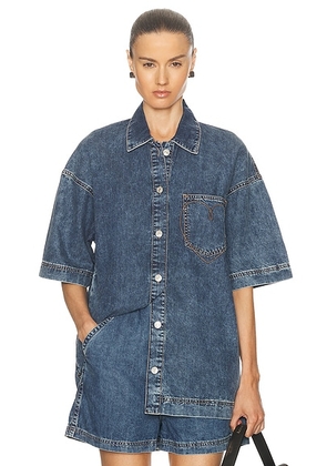 Moschino Jeans Short Sleeve Shirt in Multi Blue - Denim-Dark. Size XS (also in ).