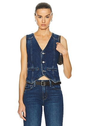 MOTHER The Masked Rider Vest in Did You Bring Me Anything? - Denim-Dark. Size L (also in ).