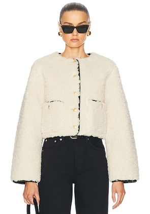 L'Academie By Marianna Pauchet Reversible Faux Sherpa Jacket in Beige & Black - Black,White. Size M (also in L, S, XL, XS).