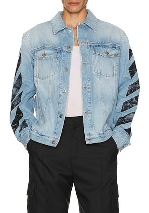 OFF-WHITE Fresco Diagonal Arrow Denim Jacket in Navy Blue - Blue. Size S (also in L).