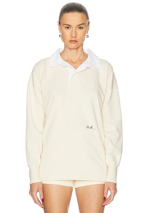 Maison Margiela Long Sleeve Polo Top in Butter - Cream. Size L (also in XS).