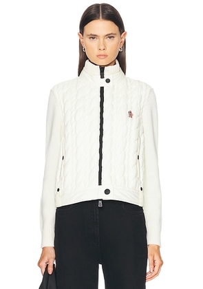 Moncler Grenoble Zip Up Cardigan in White - White. Size 2/M (also in ).