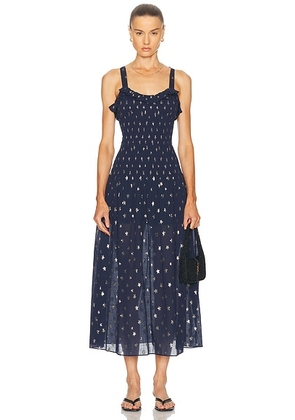 LoveShackFancy Hillaria Dress in Celestial Navy - Navy. Size L (also in M, S, XS).