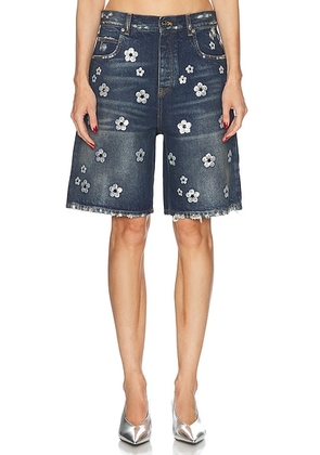 Marc Jacobs Sequin Daisy Wide Leg Short in Vintage Indigo - Blue. Size 25 (also in 26).