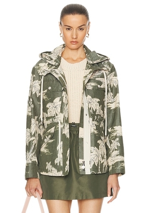 Moncler Marpe Short Parka in Pink Palm - Sage. Size 1/S (also in 0/XS, 2/M, 3/L).