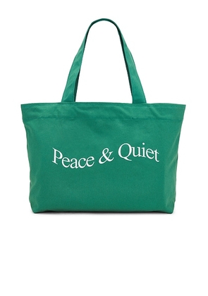 Museum of Peace and Quiet Wordmark Pigment Dyed Tote Bag in Forest - Green. Size all.