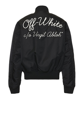 OFF-WHITE Script Bomber Jacket in Black & White - Black. Size 50 (also in ).