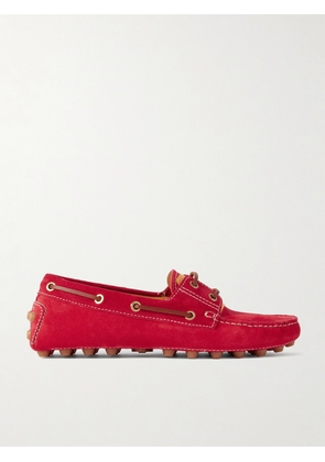 Tod's - Gommino Leather-trimmed Suede Boat Shoes - Red - IT36,IT36.5,IT37,IT37.5,IT38,IT38.5,IT39,IT39.5,IT40,IT40.5,IT41,IT41.5,IT42
