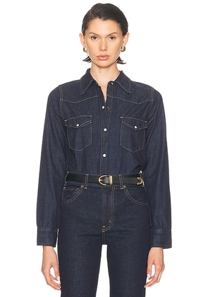 NILI LOTAN Travis Top in Indigo Rinse - Blue. Size L (also in M).