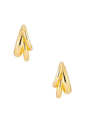 MEGA Triple Time Earrings in Brass & 14k Gold Vermeil - Metallic Gold. Size all.