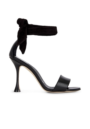 Manolo Blahnik Chastana 105 Sandal in Black - Black. Size 36 (also in 37, 38.5, 39, 41).