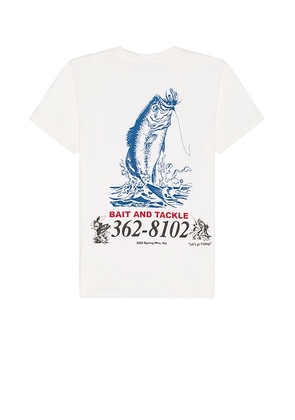 ONE OF THESE DAYS Bait And Tackle Tee in Bone - White. Size L (also in M, S, XL/1X).