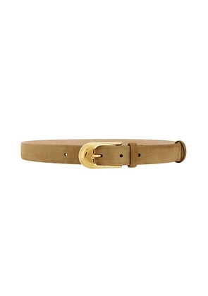KHAITE Dome Gold Belt in Mud - Taupe. Size 85 (also in 95).