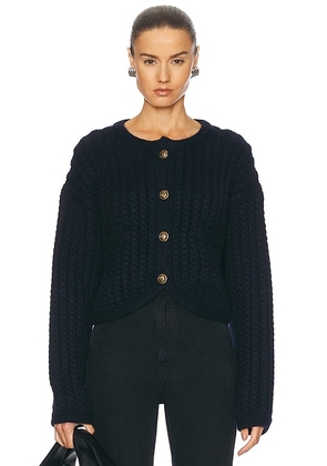 KHAITE Balser Cashmere Cardigan in Midnight Navy - Navy. Size L (also in M).