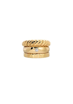 MEGA Ring Stack in 14k Gold Plated - Metallic Gold. Size 5 (also in 6, 7, 8).