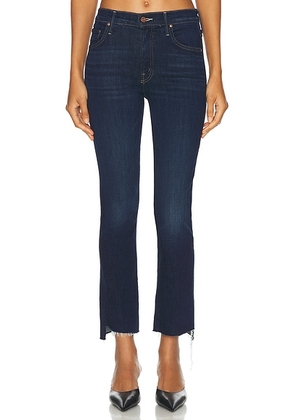 MOTHER The Insider Crop Step Fray Jeans in Off Limits - Denim-Dark. Size 27 (also in 25, 26, 28).
