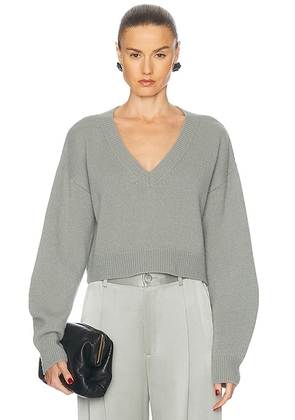 Lapointe Cashmere Cropped V Neck Sweater in Jade - Blue. Size L (also in ).