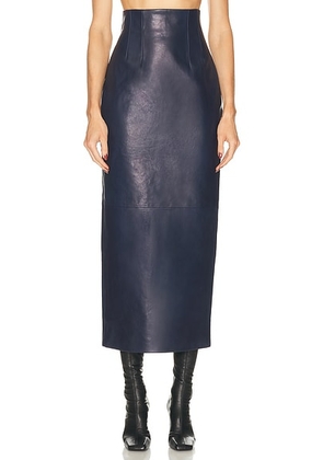 KHAITE Loxley Skirt in Dark Navy - Navy. Size 0 (also in ).